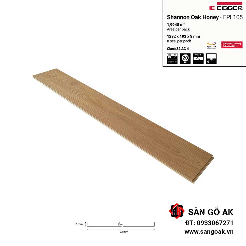 Sàn Gỗ Công Nghiệp Đức Egger 8mm EPL105